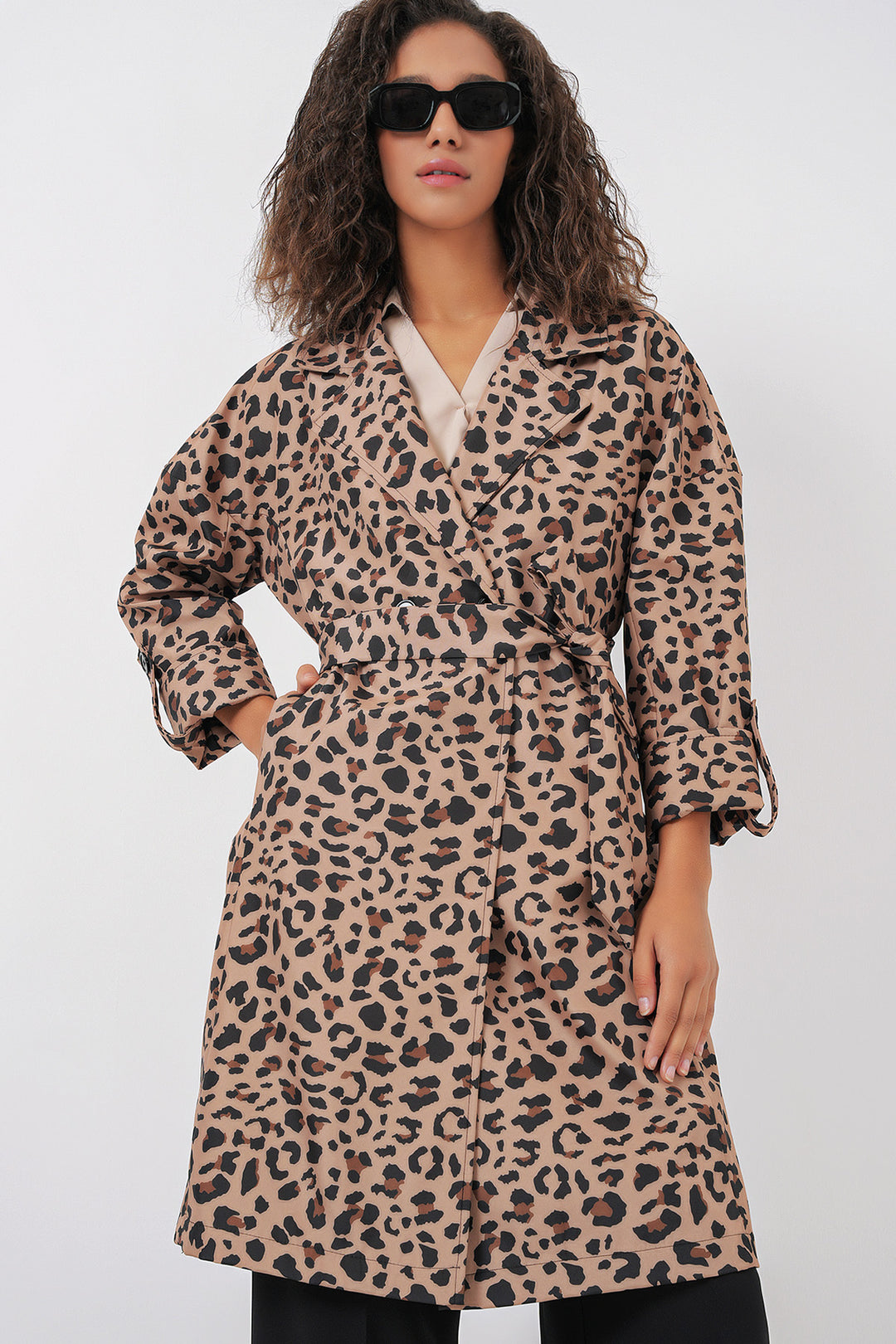 BGD Women Double-Breasted Collar Lined Trench Coat - Dark Brown - Monroe