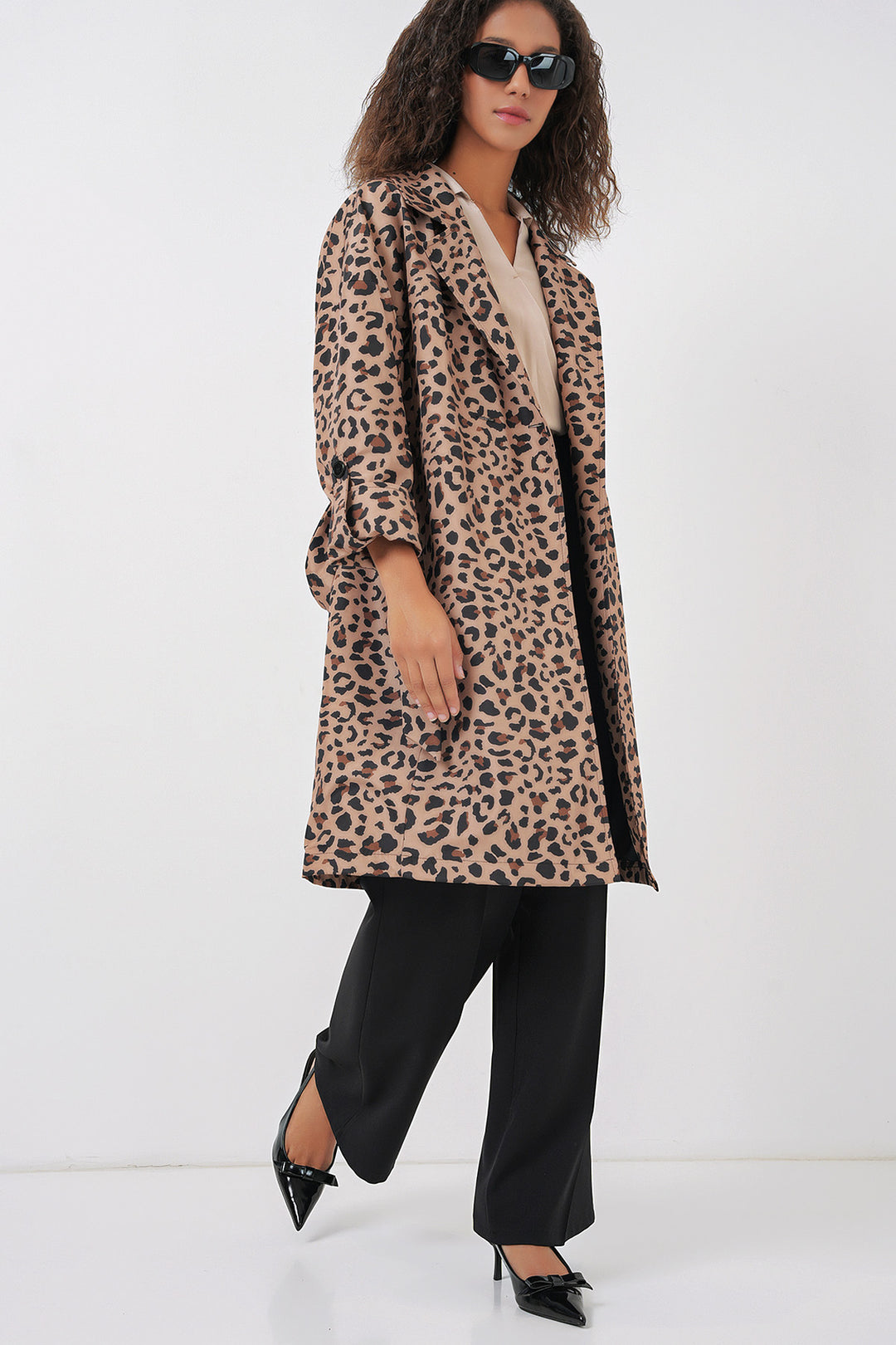 BGD Women Double-Breasted Collar Lined Trench Coat - Dark Brown - Monroe