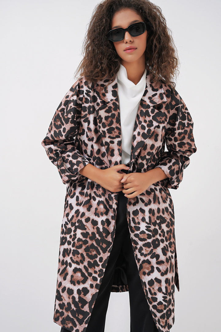 BGD Women Double-Breasted Collar Lined Trench Coat - Dark Brown - Hanover Park