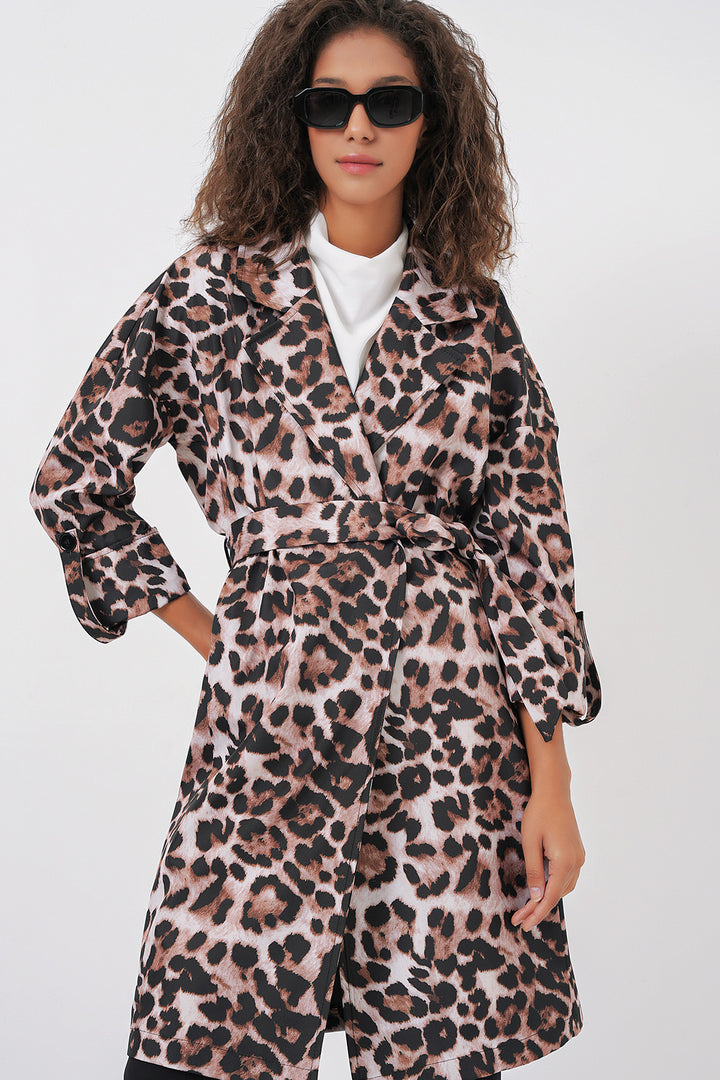 BGD Women Double-Breasted Collar Lined Trench Coat - Dark Brown - Hanover Park