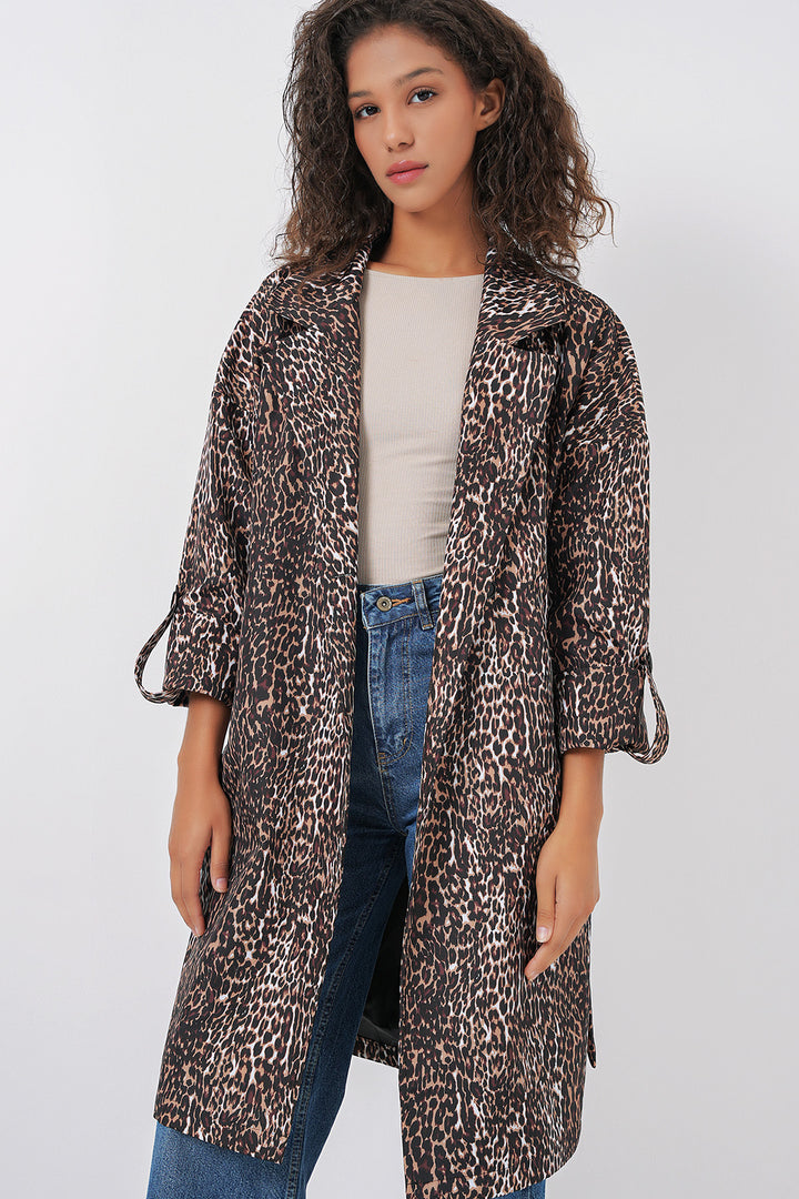 BGD Women Double Breasted Collar Lined Trench Coat - Espresso Brown - Matamoros