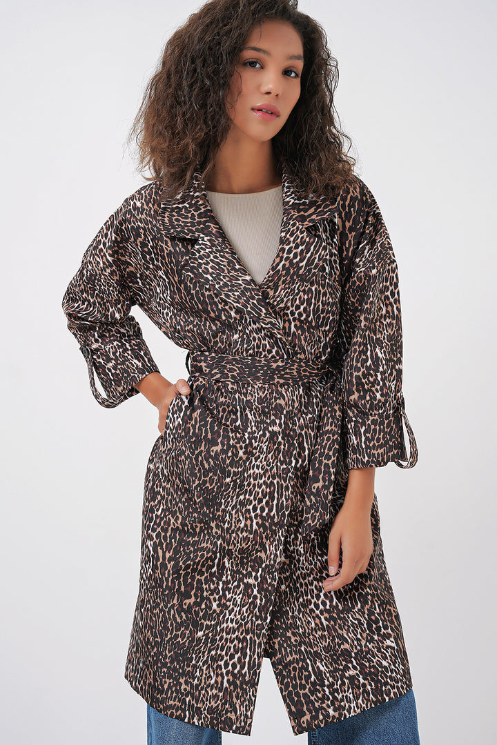 BGD Women Double Breasted Collar Lined Trench Coat - Espresso Brown - Matamoros