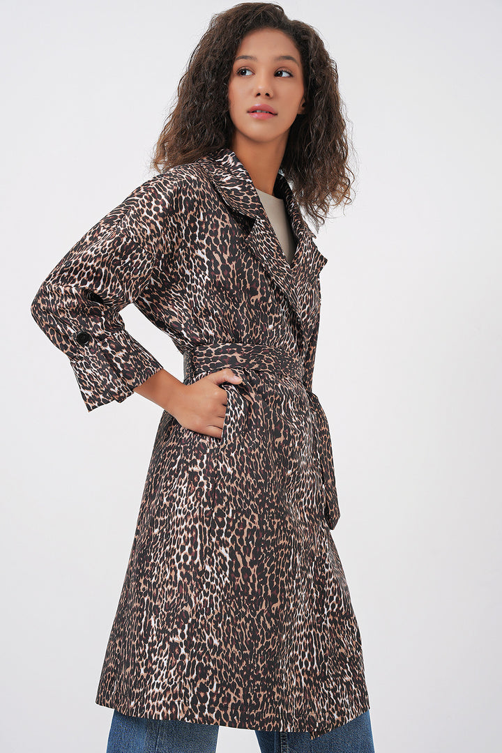 BGD Women Double Breasted Collar Lined Trench Coat - Espresso Brown - Matamoros