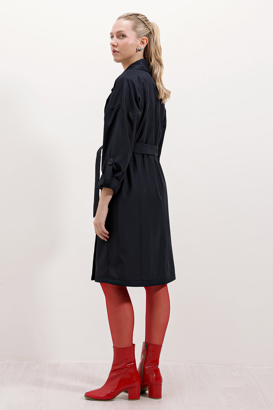 BGD Women Double Breasted Lined Trench Coat - Navy - Castelldefels