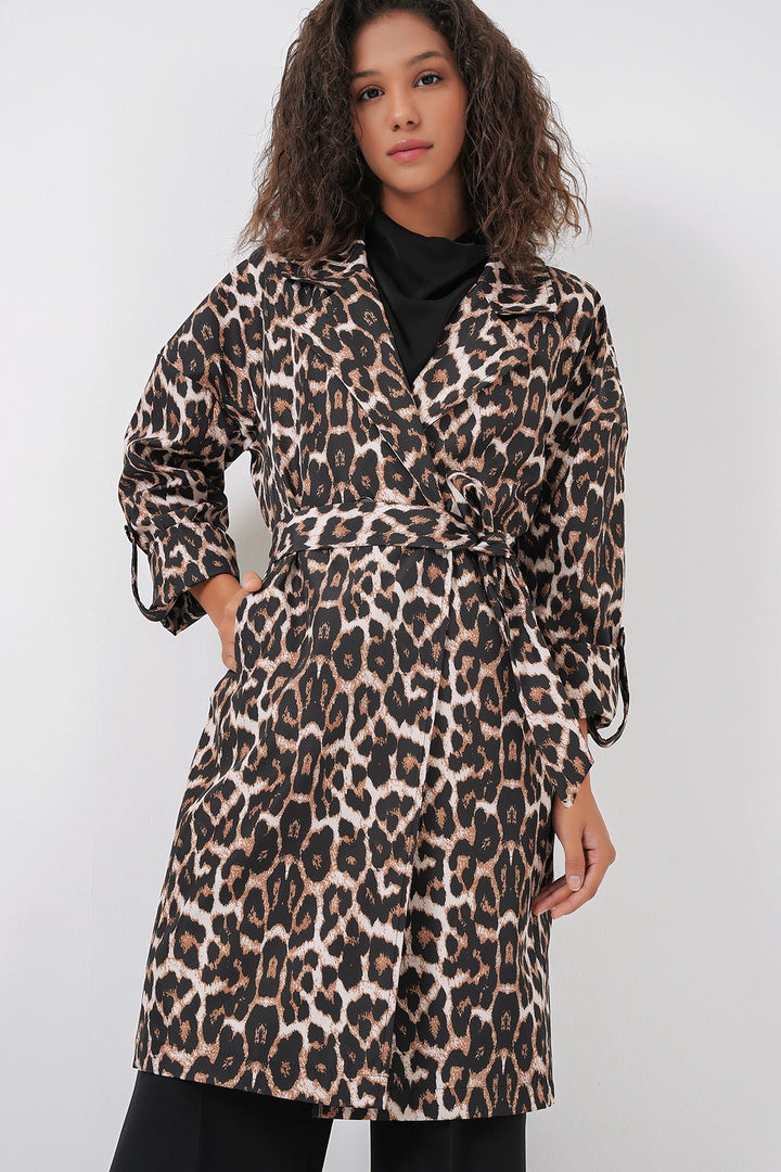 BGD Women Double-Breasted Collar Lined Trench Coat - M. Brown - Antony