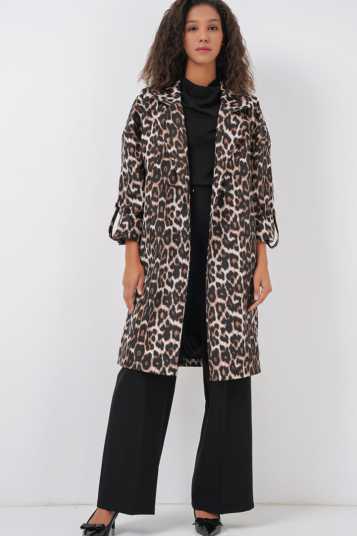 BGD Women Double-Breasted Collar Lined Trench Coat - M. Brown - Antony