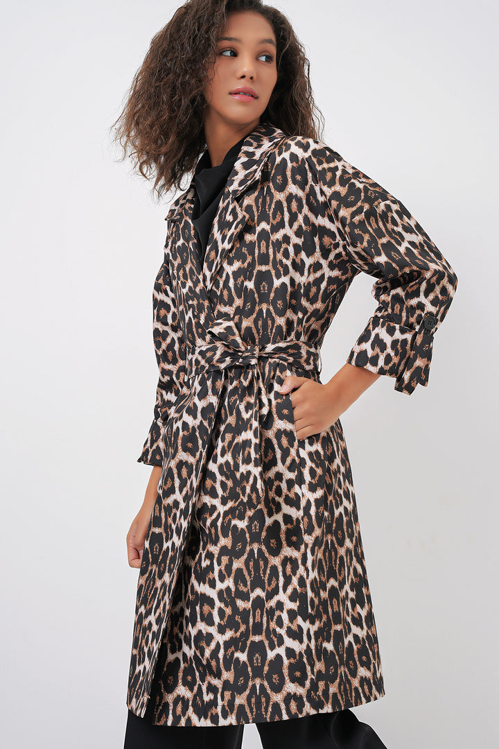 BGD Women Double-Breasted Collar Lined Trench Coat - M. Brown - Antony