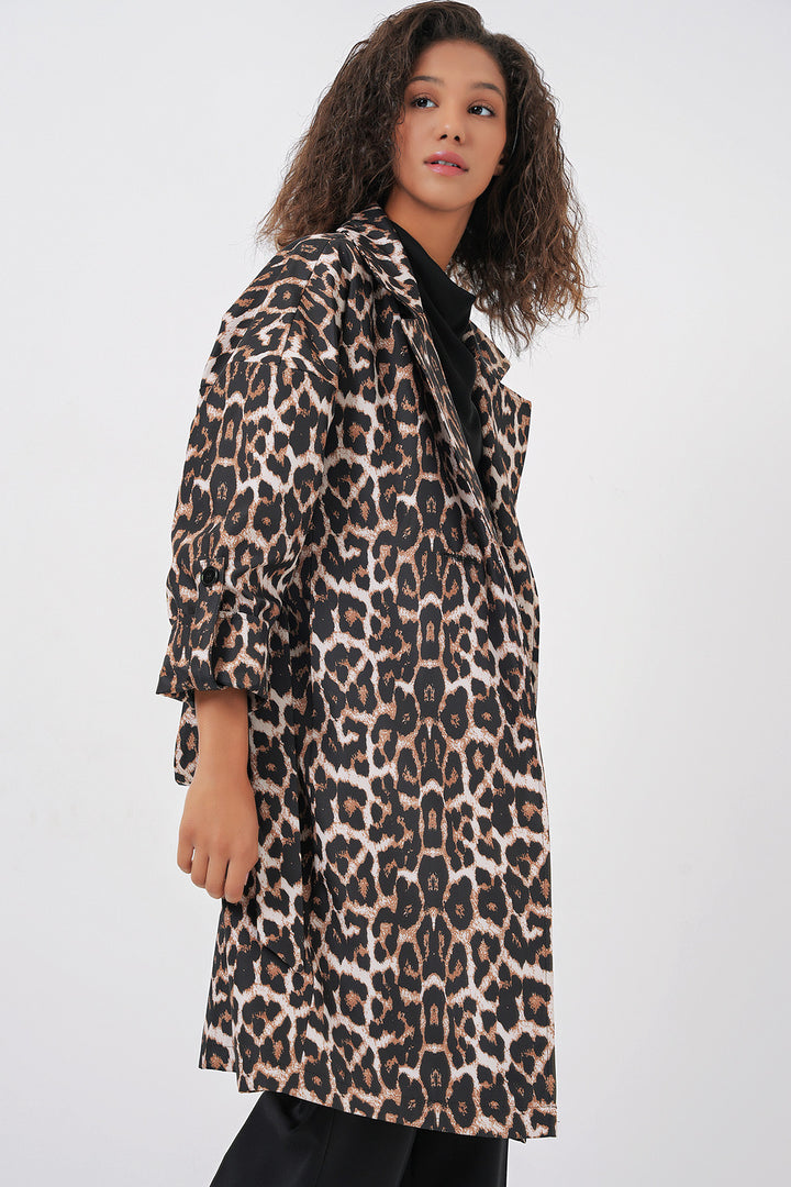 BGD Women Double-Breasted Collar Lined Trench Coat - M. Brown - Antony