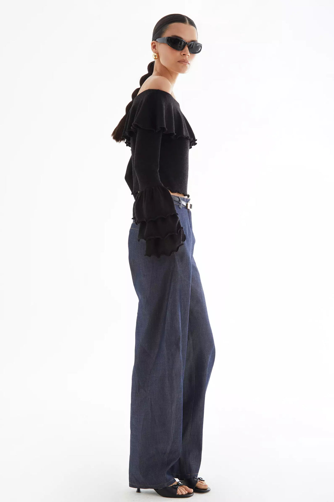 FRV Black triko long sleeve blouse - West Sacramento