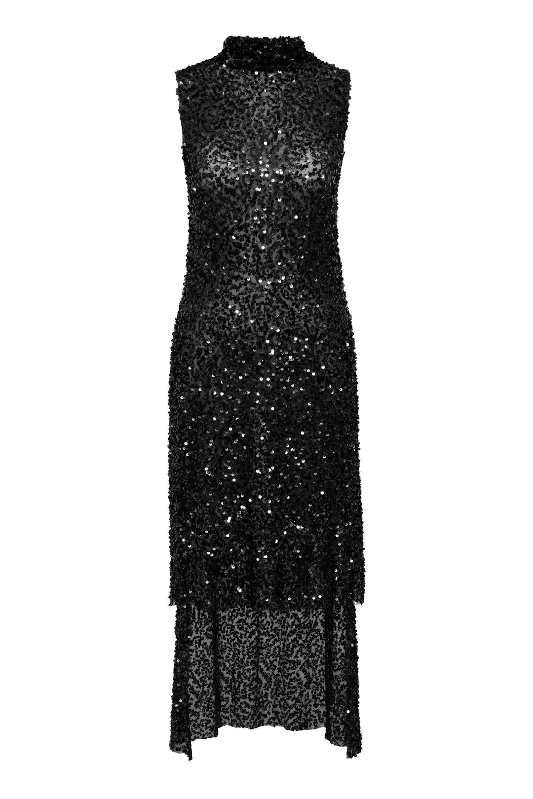 FRV Black stamp sequins sleeveless maxi tunik - Saronno