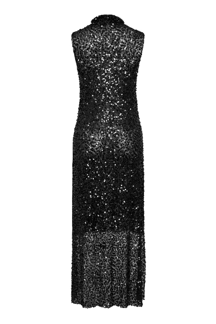 FRV Black stamp sequins sleeveless maxi tunik - Saronno