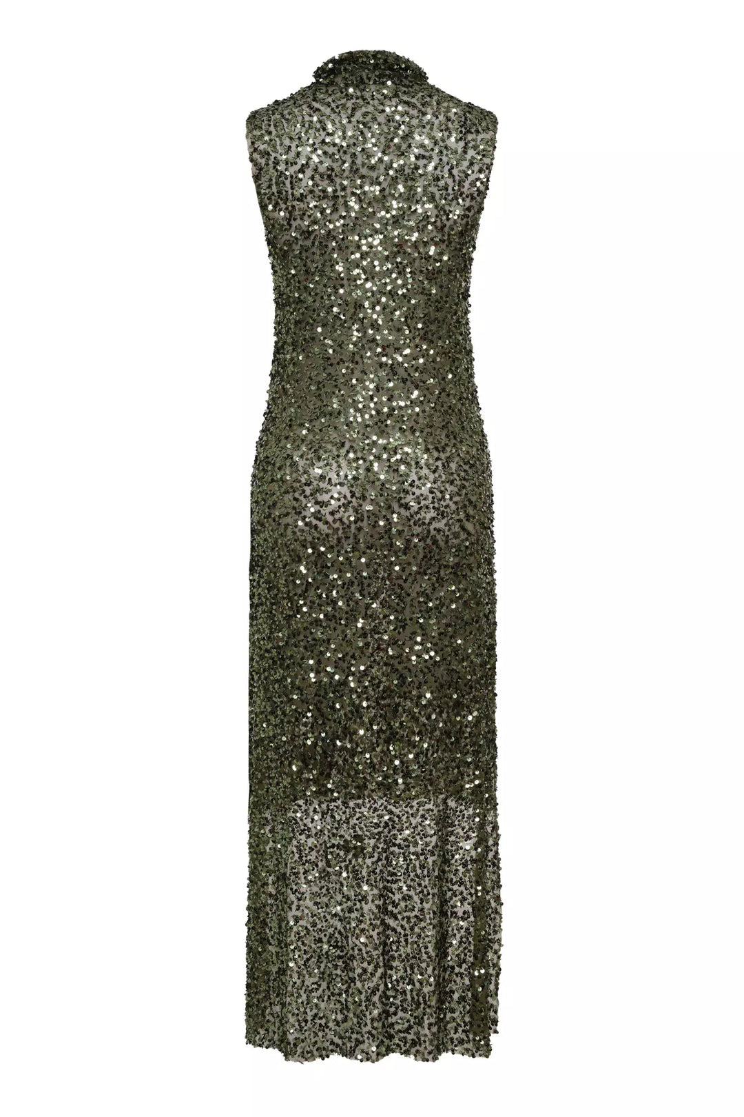 FRV Khaki stamp sequins sleeveless maxi tunik - Bathurst