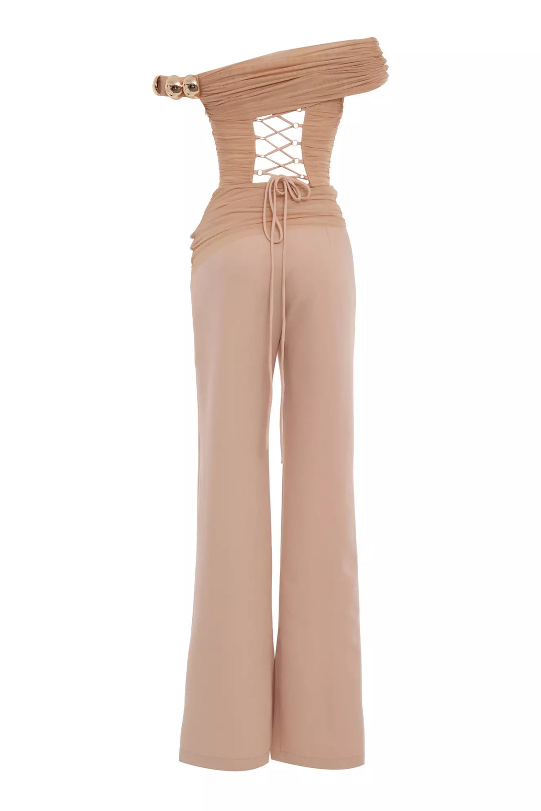 FRV Beige tulle sleeveless long set - Elk Grove