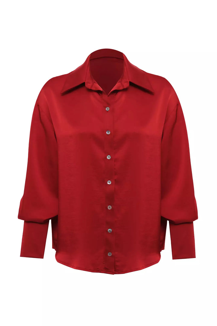 FRV Red satin long sleeve shirt - Kirkby