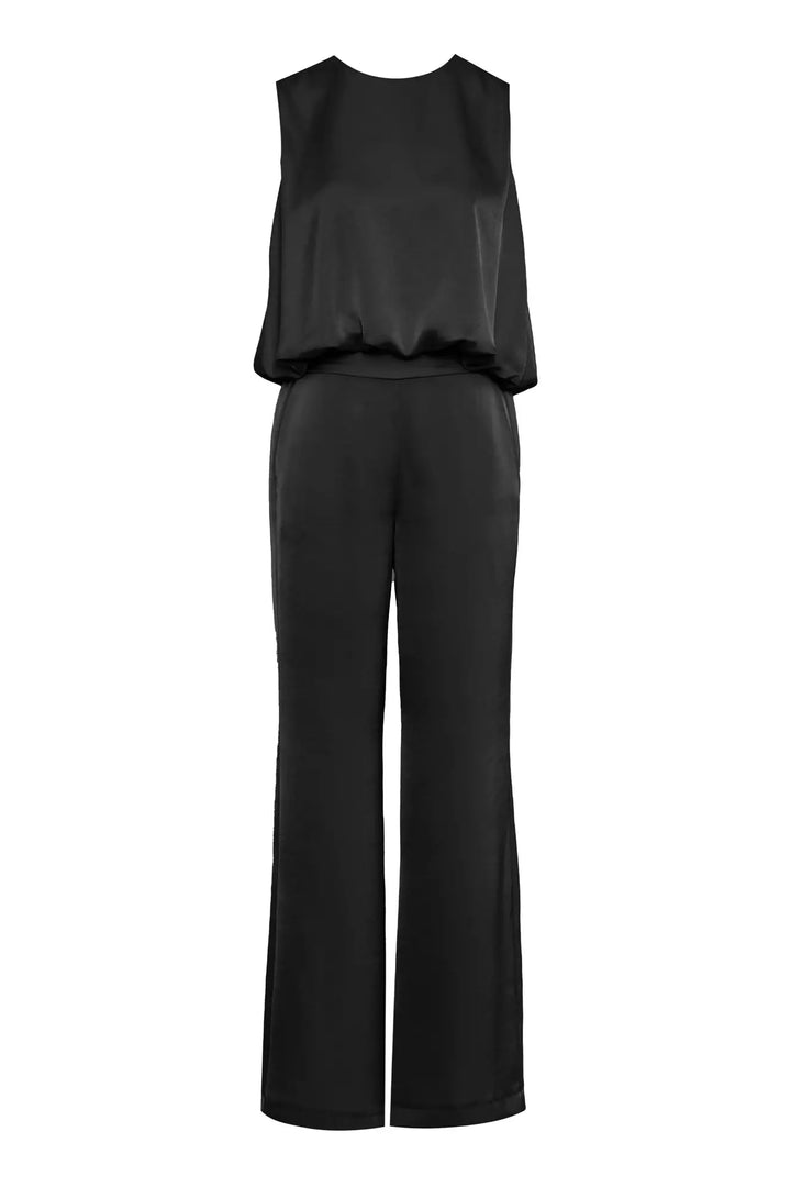 FRV Black satin sleeveless long set - West Orange