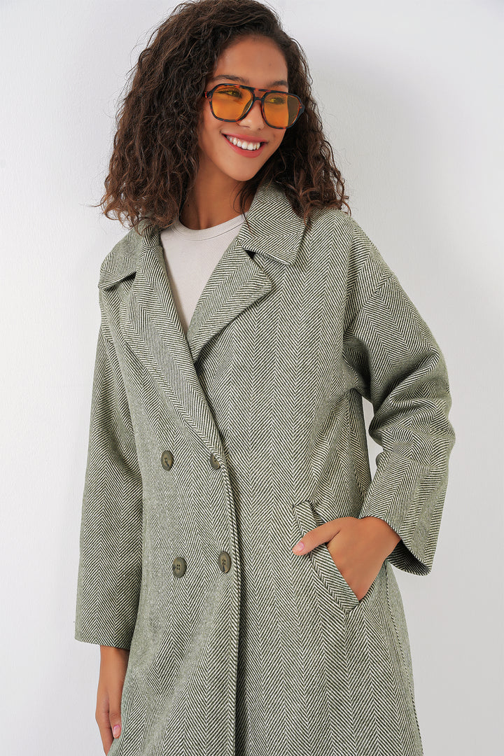 BGD Women Oversize Wide Cut Wool Long Coat - Çağla - Martigues
