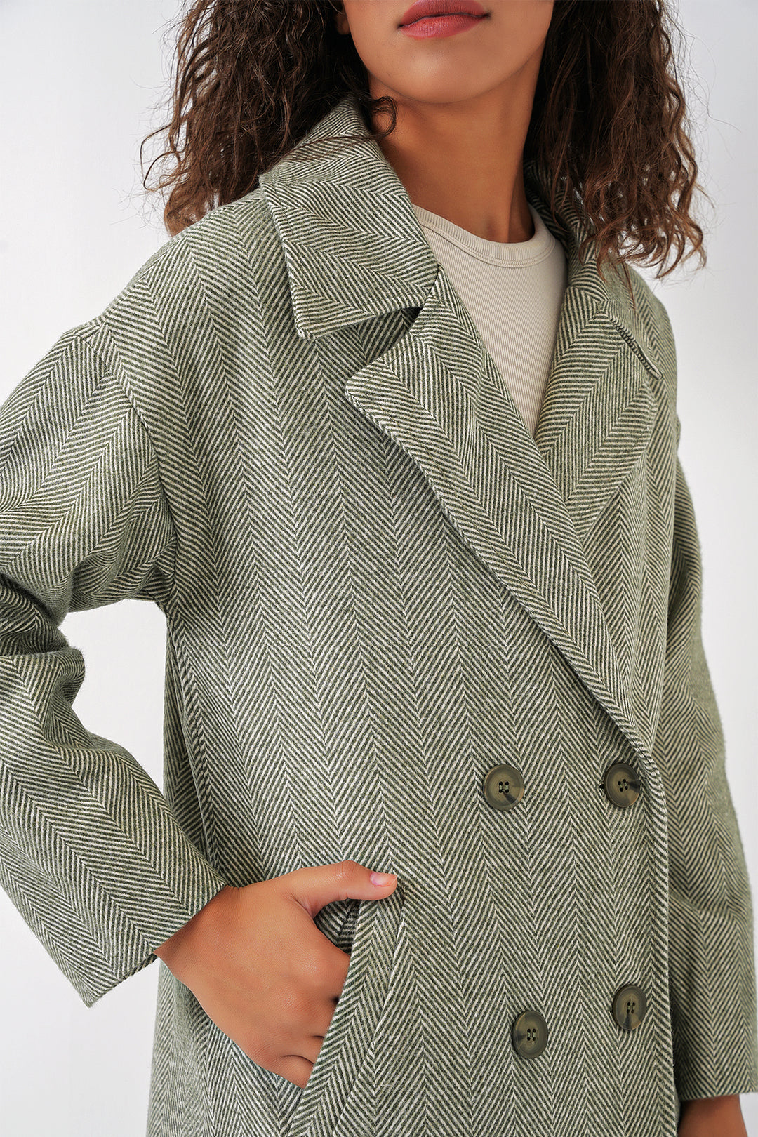 BGD Women Oversize Wide Cut Wool Long Coat - Çağla - Martigues