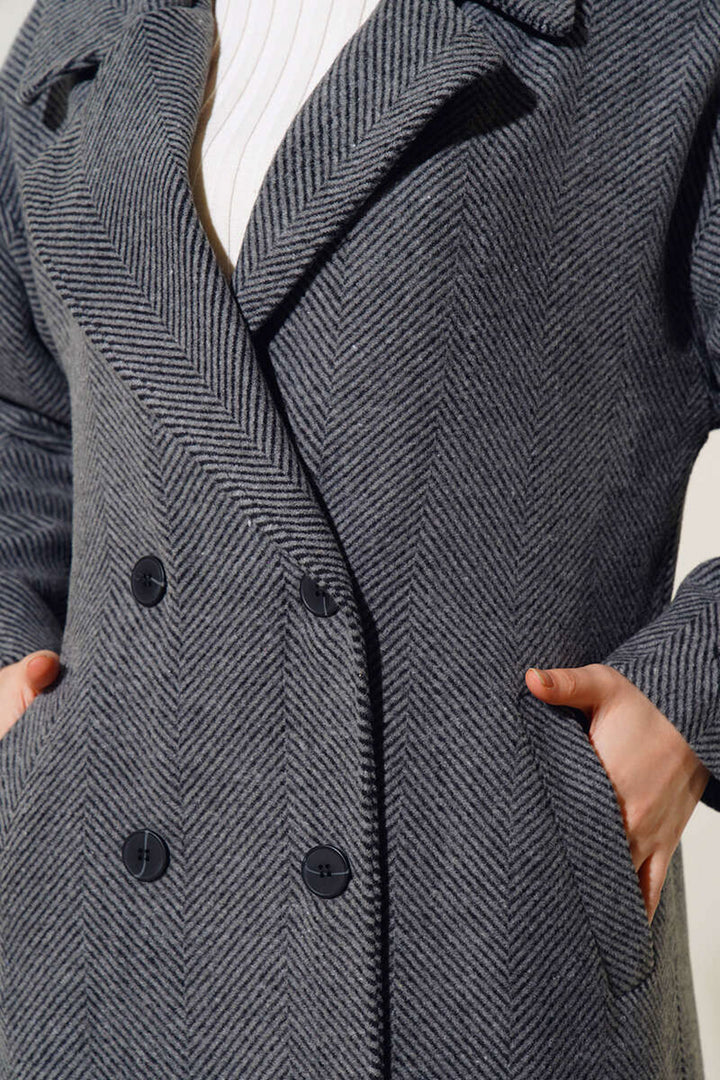 BGD Women Oversize Wide Cut Wool Long Coat - Smoke Gray - Grosseto