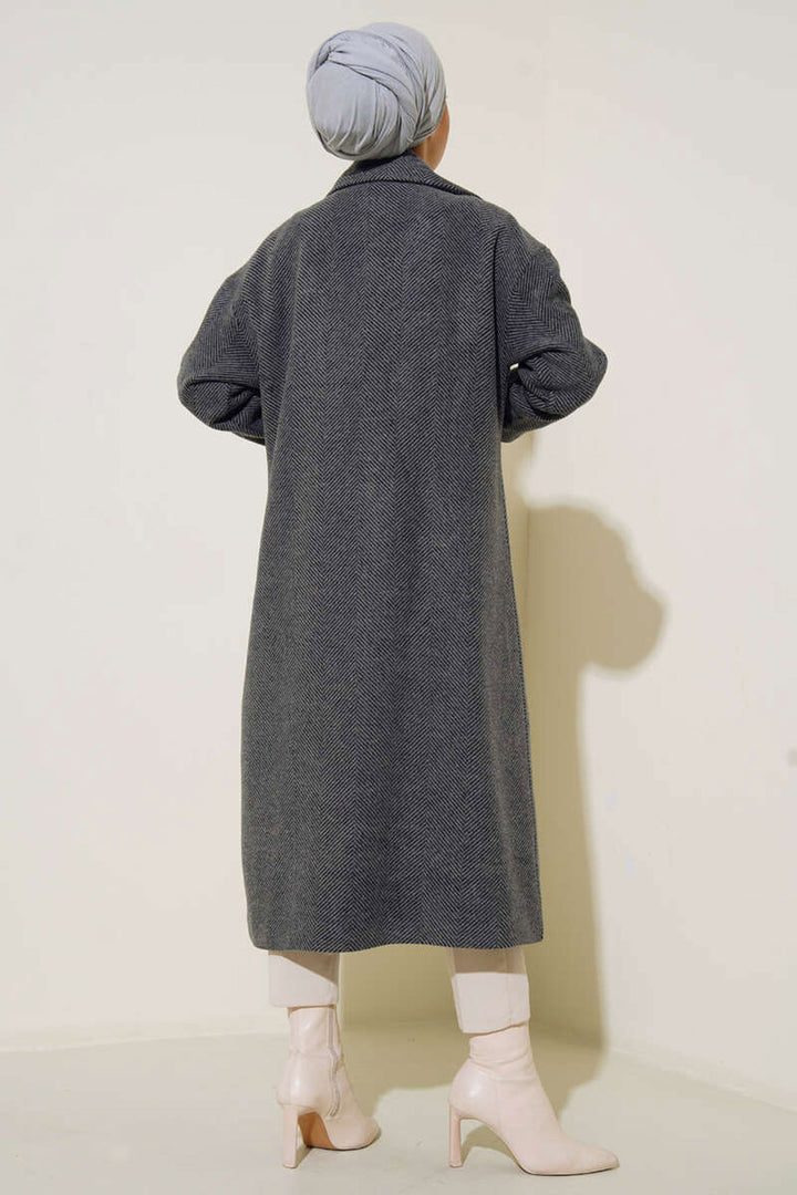 BGD Women Oversize Wide Cut Wool Long Coat - Smoke Gray - Grosseto