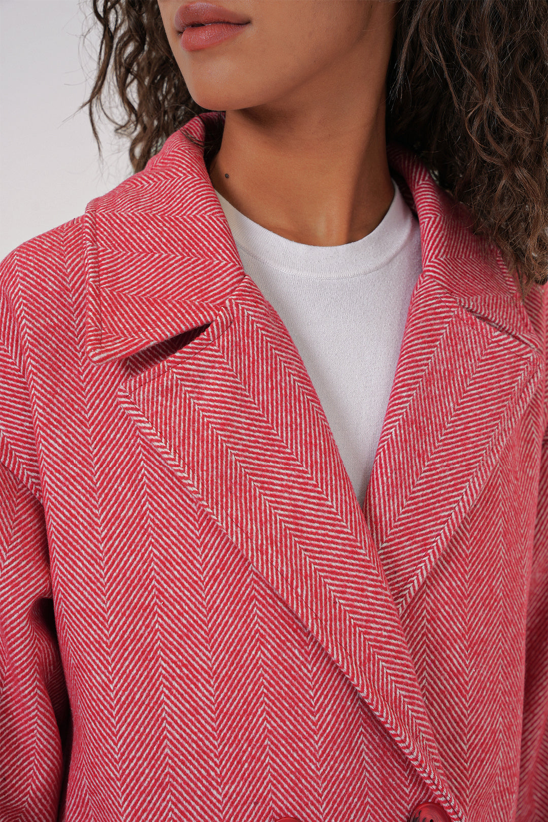 BGD Women Oversized Wide Cut Wool Long Coat - Red - Teijlingen