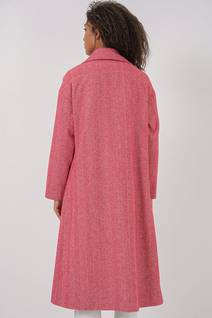 BGD Women Oversized Wide Cut Wool Long Coat - Red - Teijlingen