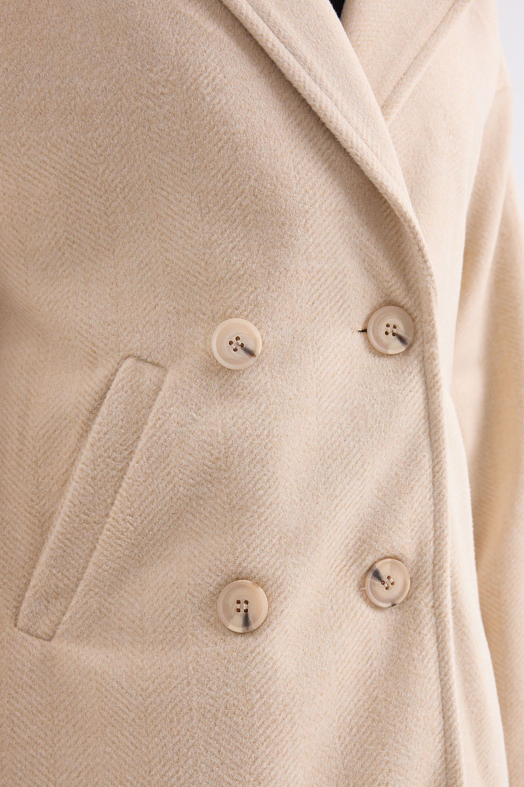 BGD Women Cream Oversize Wide Cut Wool Long Coat 9113 - Beckenham