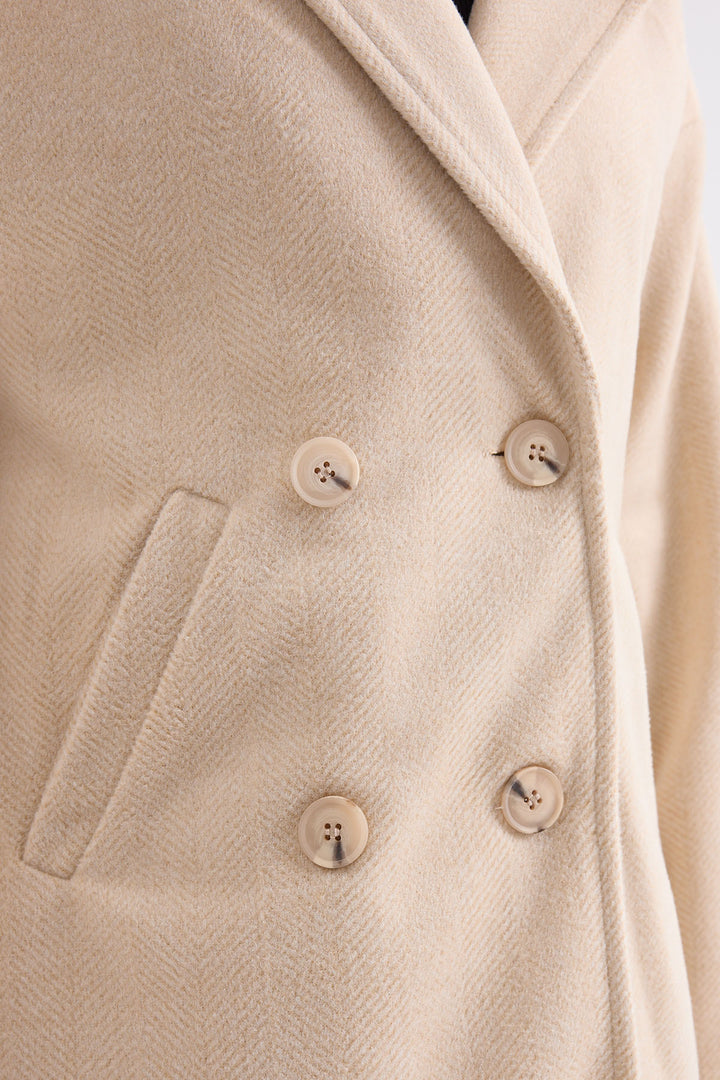 BGD Women Cream Oversize Wide Cut Wool Long Coat 9113 - Beckenham