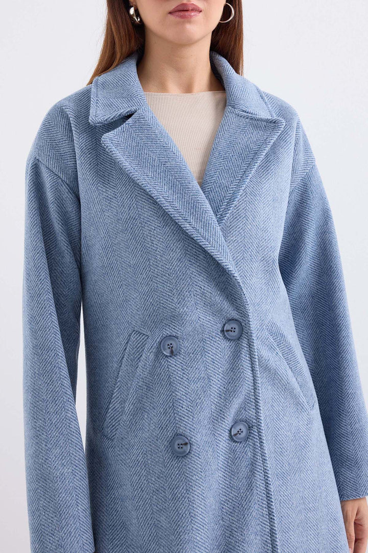 BGD Women Oversize Wide Cut Wool Long Coat - Blue - Lakewood Ranch