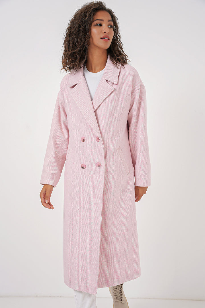 BGD Women Oversized Wide Cut Wool Long Coat - Powder - Azusa
