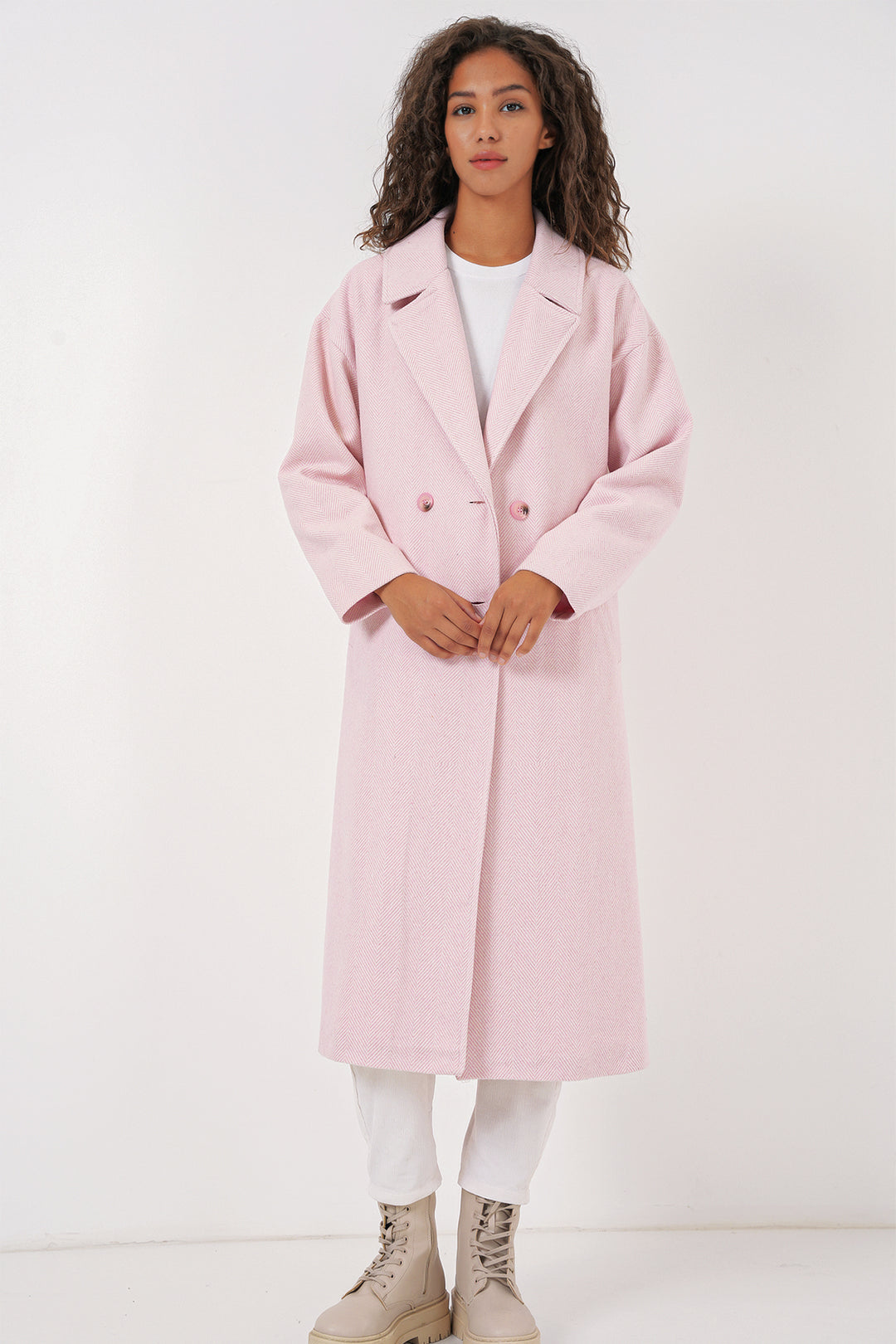 BGD Women Oversized Wide Cut Wool Long Coat - Powder - Azusa