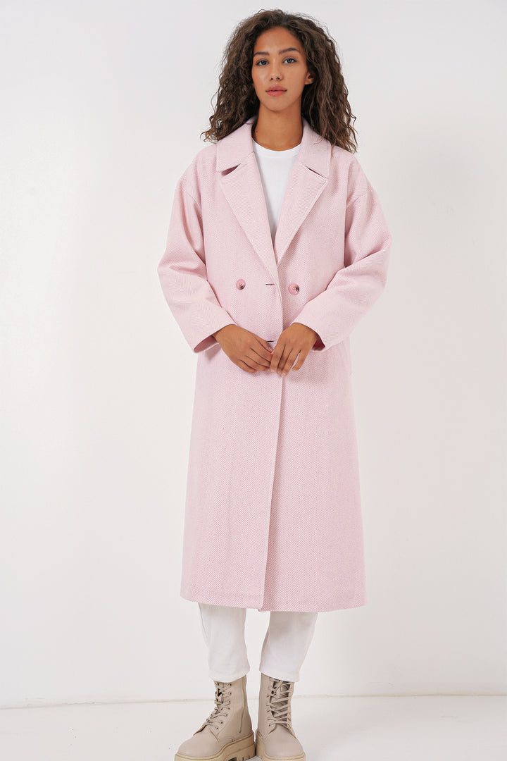 BGD Women Oversized Wide Cut Wool Long Coat - Powder - Azusa