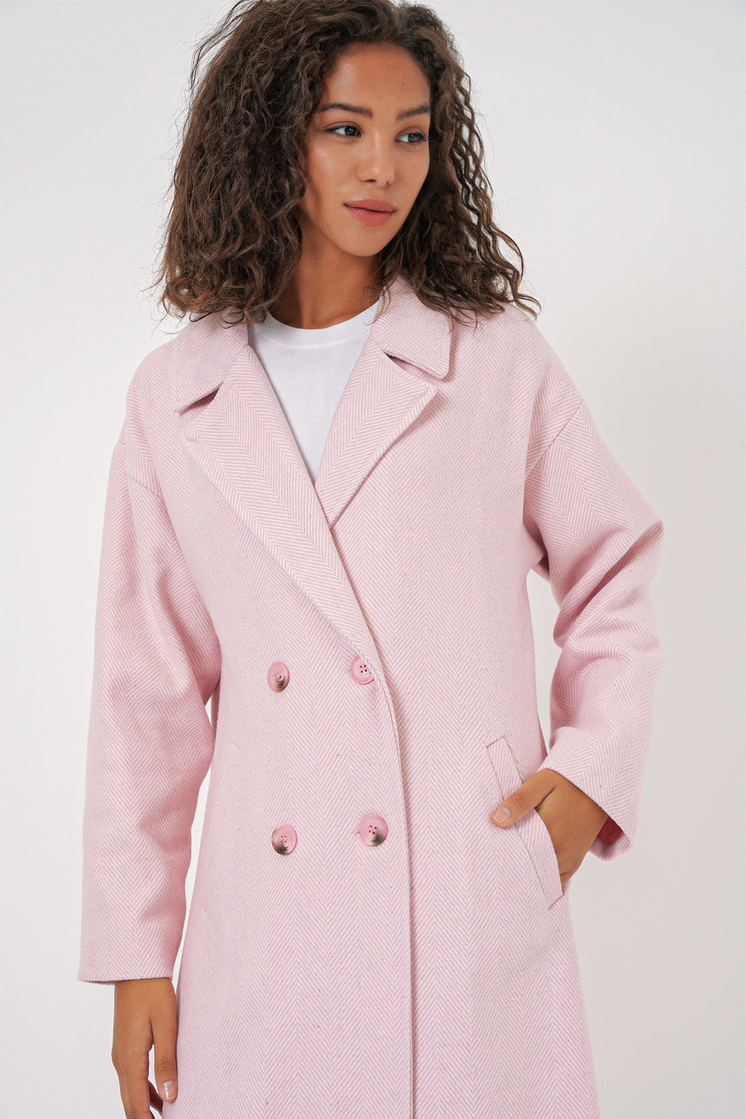 BGD Women Oversized Wide Cut Wool Long Coat - Powder - Azusa