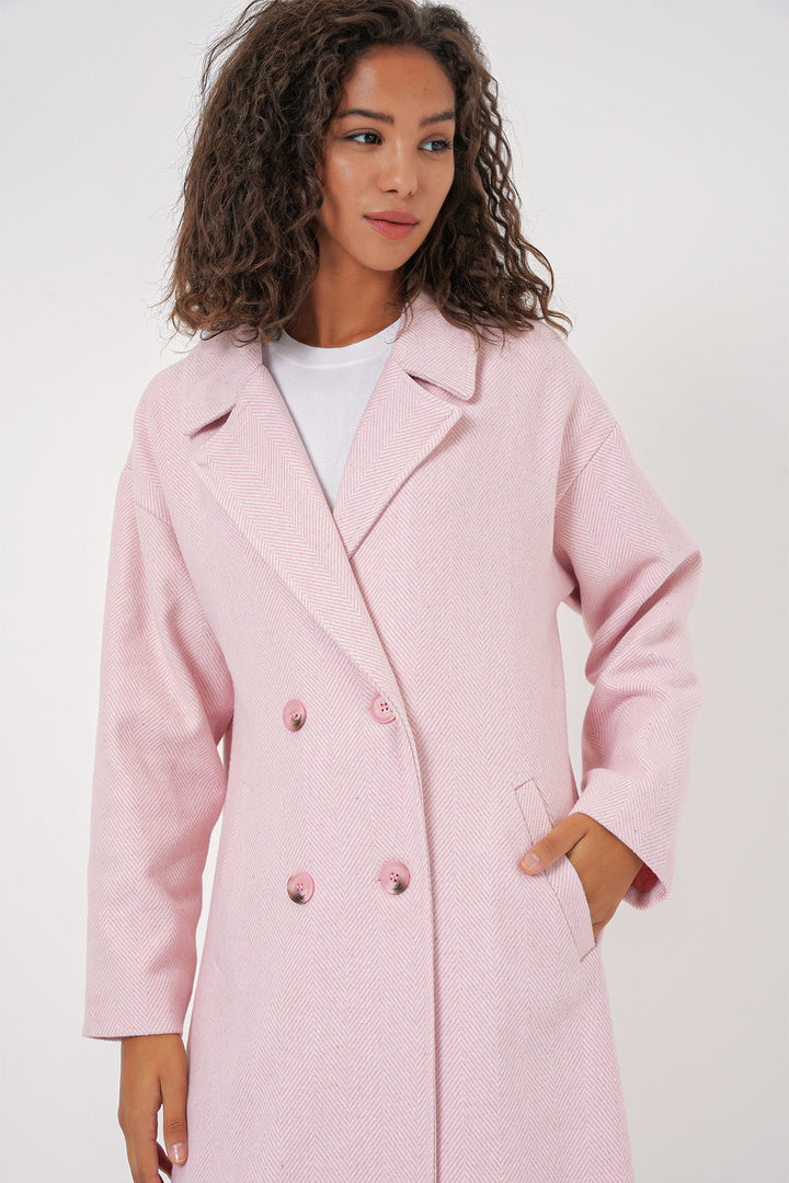 BGD Women Oversized Wide Cut Wool Long Coat - Powder - Azusa
