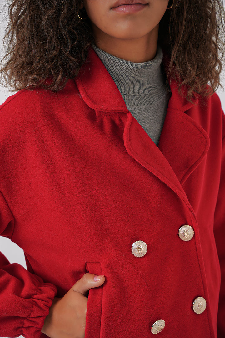 BGD Women Kruvaze Yaka Crop Ceket - Kırmızı - Heemskerk