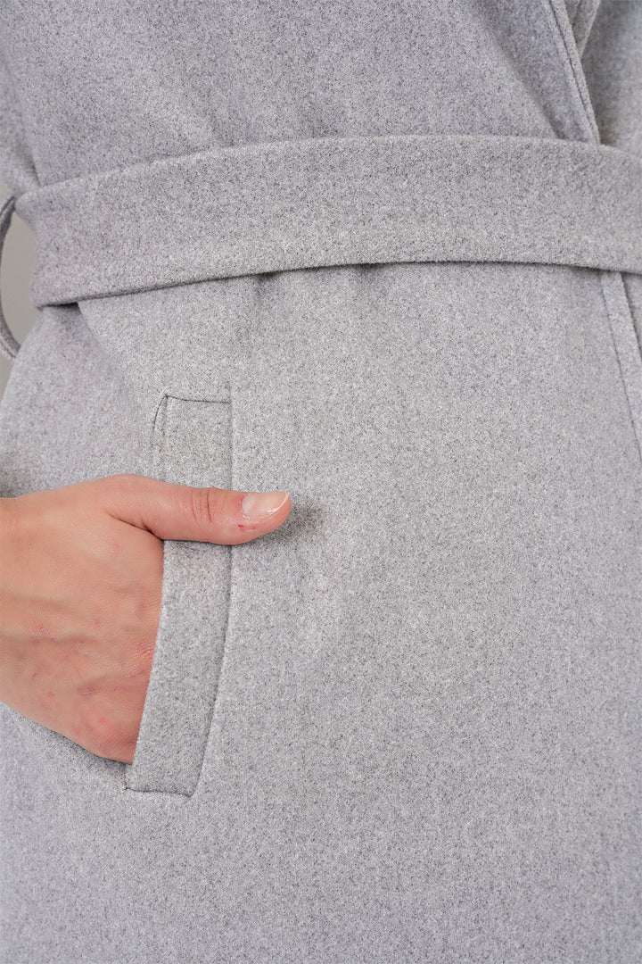 BGD Women Double Breasted Shawl Collar Coat - Dark Grey - Clarkstown