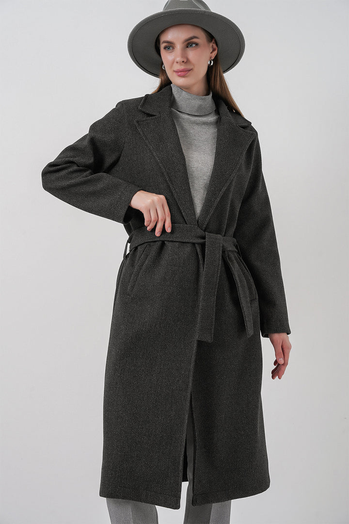 BGD Women Double Breasted Shawl Collar Coat - Anthracite - Lincoln