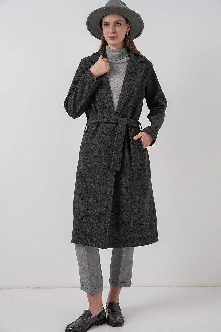 BGD Women Double Breasted Shawl Collar Coat - Anthracite - Lincoln