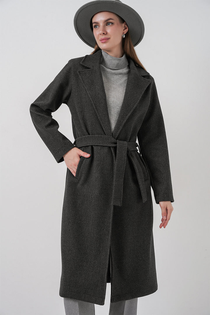 BGD Women Double Breasted Shawl Collar Coat - Anthracite - Lincoln