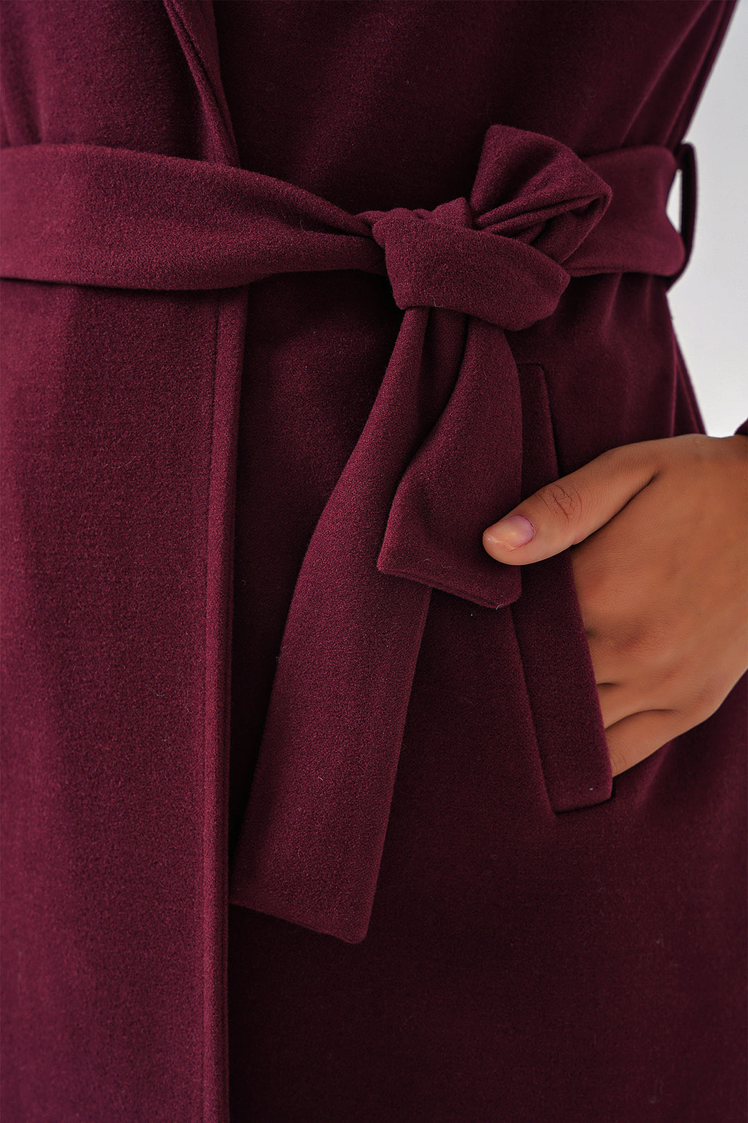 BGD Women Double-Breasted Coat with Shawl Collar - Burgundy - Acireale