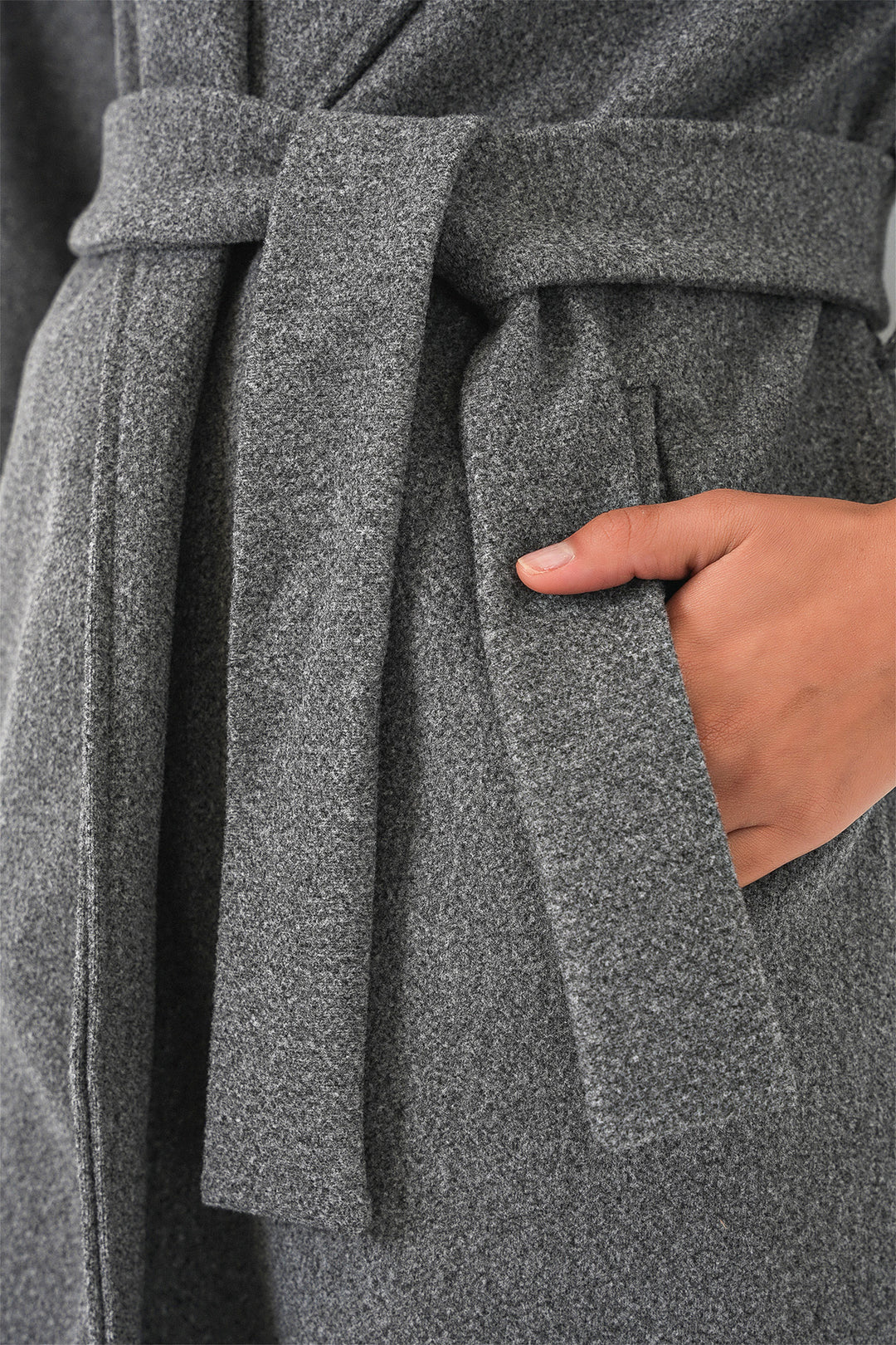 BGD Women Double Breasted Shawl Collar Coat - Smoke Gray - Vélez-Málaga