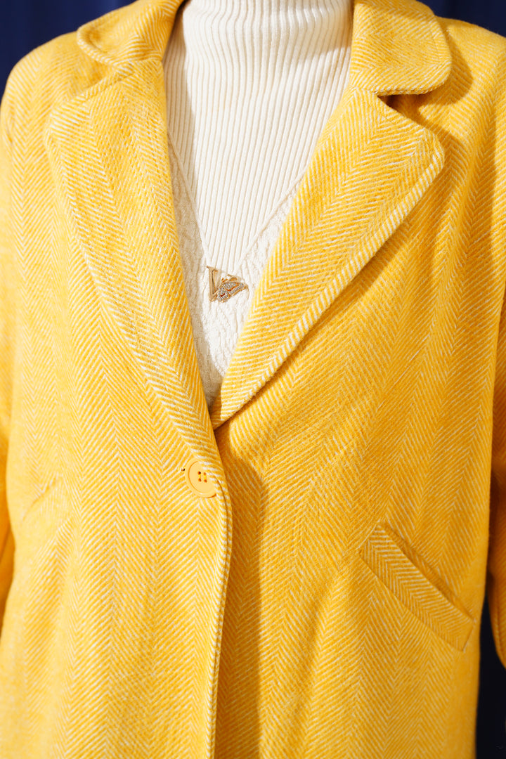 BGD Women Women's Arms Furry Fishbone Overcoat - Yellow - Coppell
