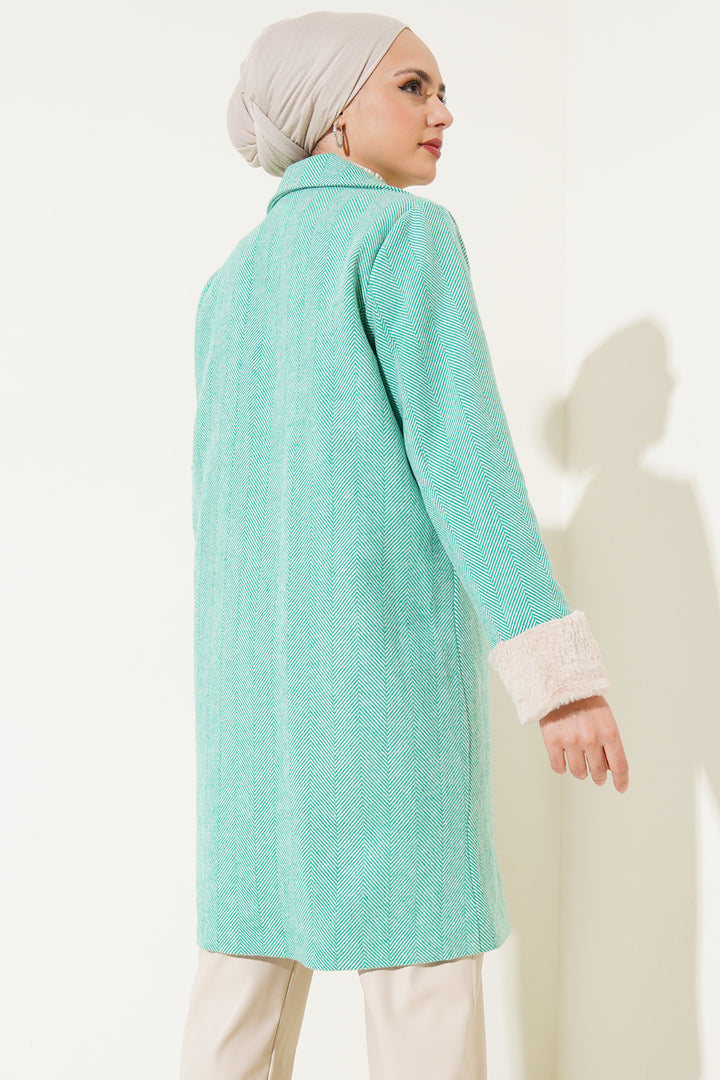 BGD Women Women's Furry Fishbone Overcoat - Green - Clarkstown