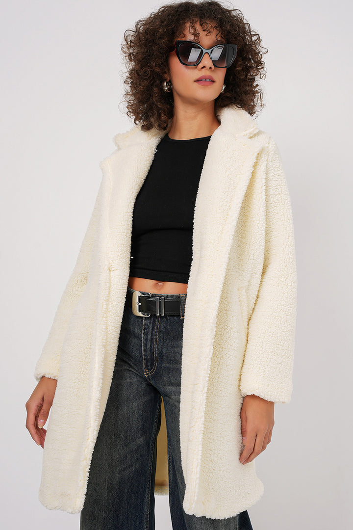 BGD Women Oversized Plush Coat - Ecru - Aurich