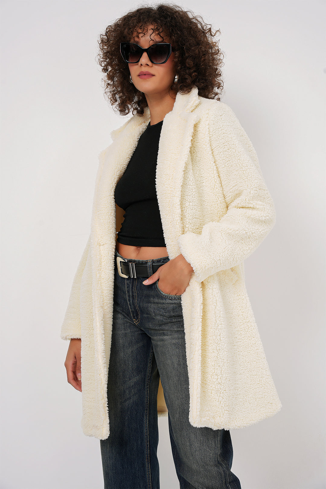 BGD Women Oversized Plush Coat - Ecru - Aurich