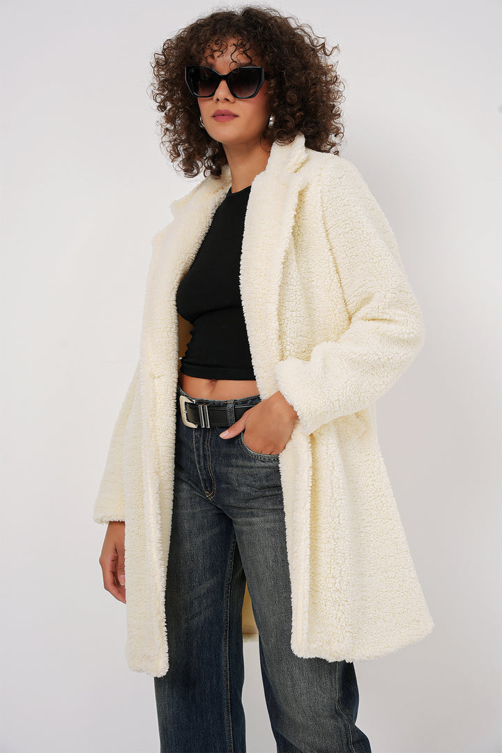 BGD Women Oversized Plush Coat - Ecru - Aurich
