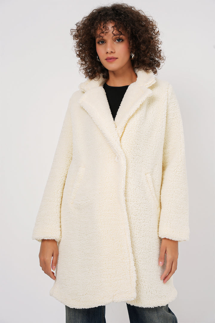 BGD Women Oversized Plush Coat - Ecru - Aurich