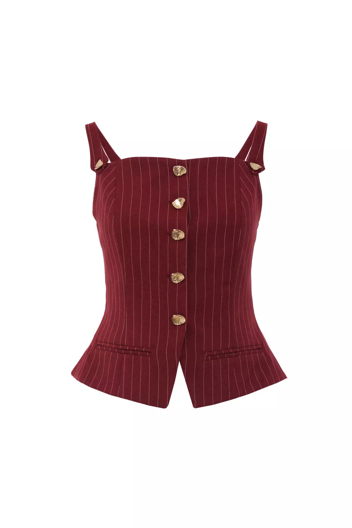 FRV Maroon woven sleeveless mini jacket - Maidstone