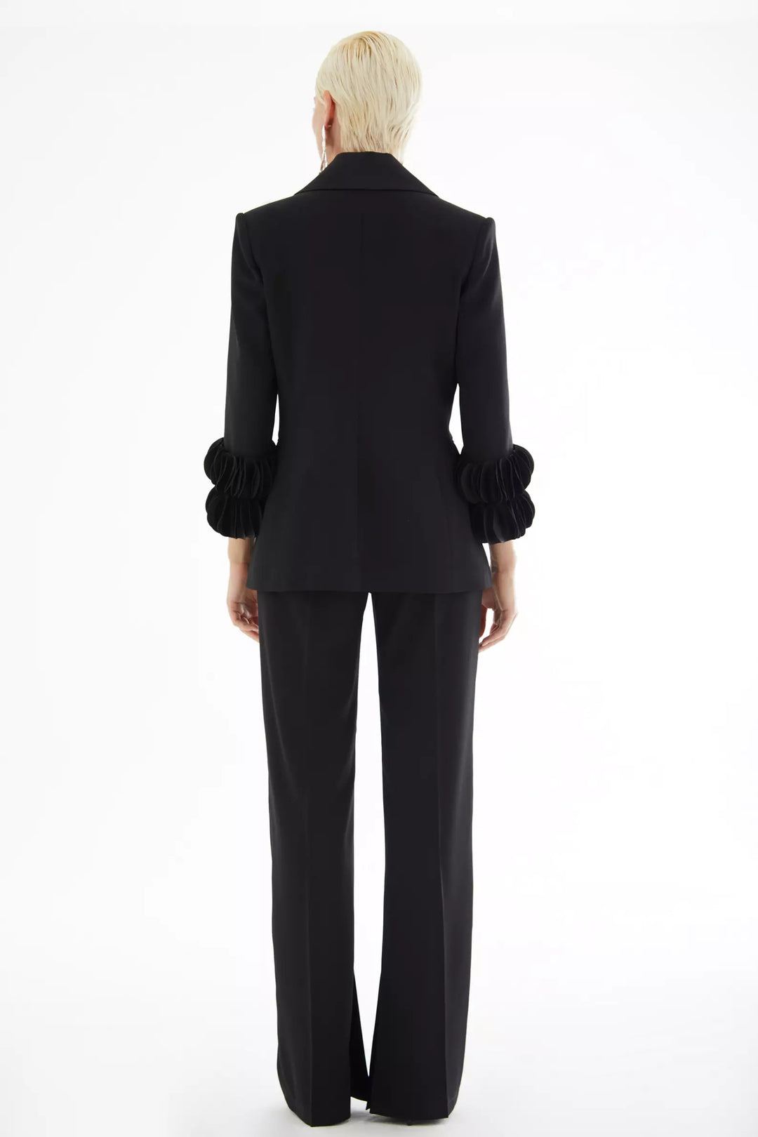 FRV Black krep saten long sleeve long jacket - Vushtrri