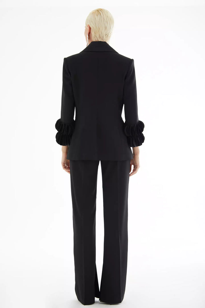 FRV Black krep saten long sleeve long jacket - Vushtrri