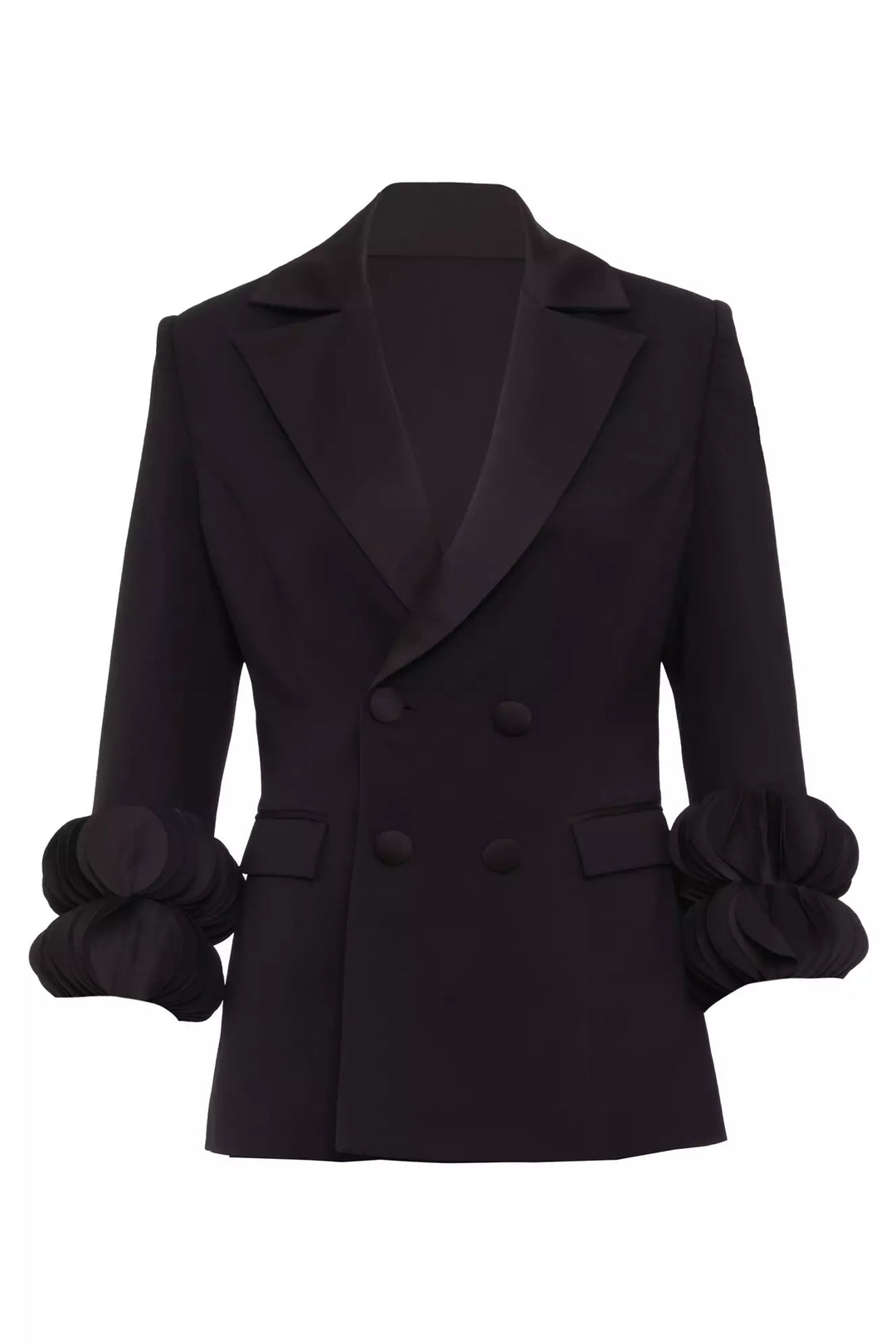FRV Black krep saten long sleeve long jacket - Vushtrri